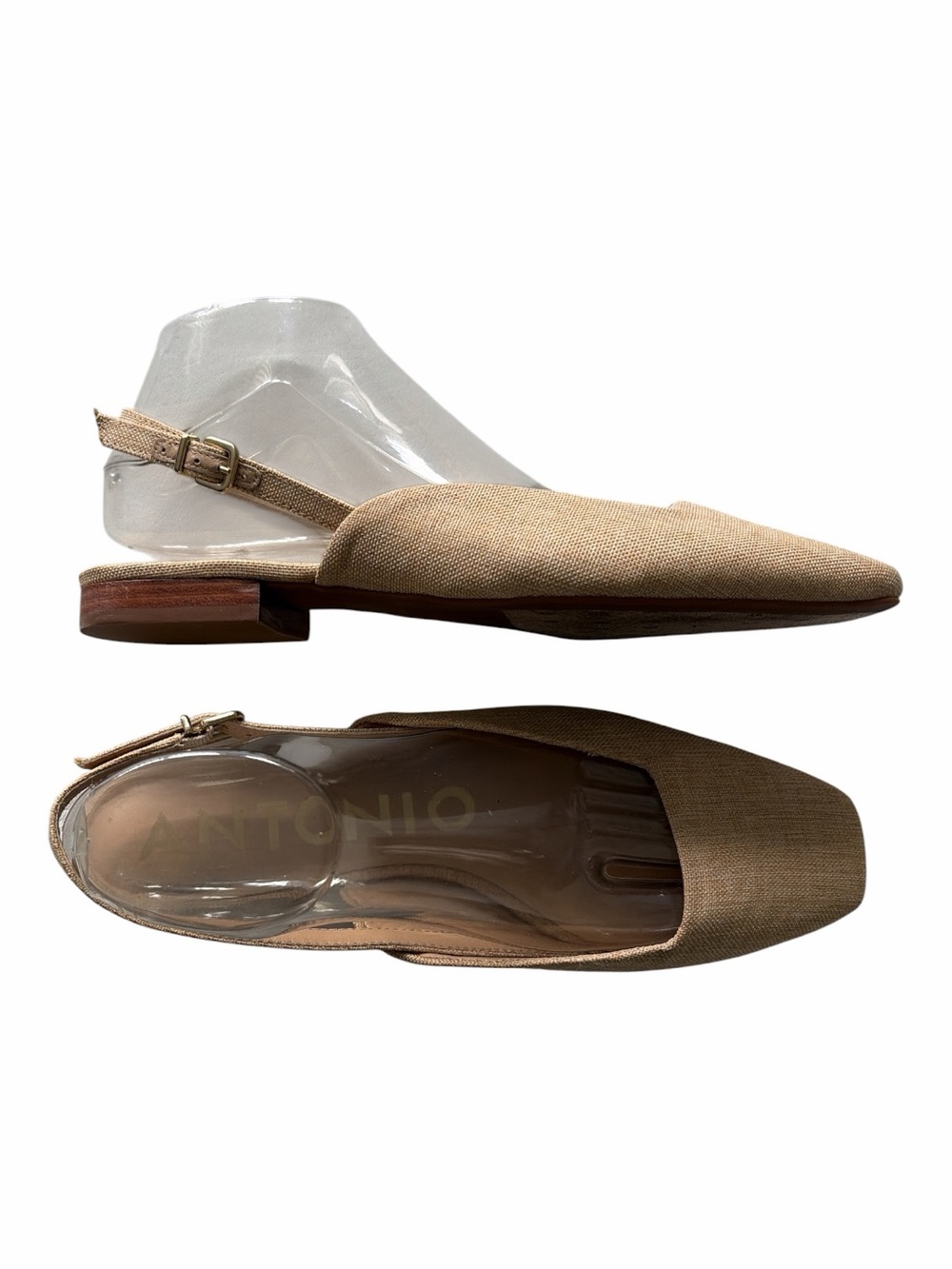 Antonio Melani Shoes Flats Linen Square Toe Sling Back Clean Girl Neutral Sz 10